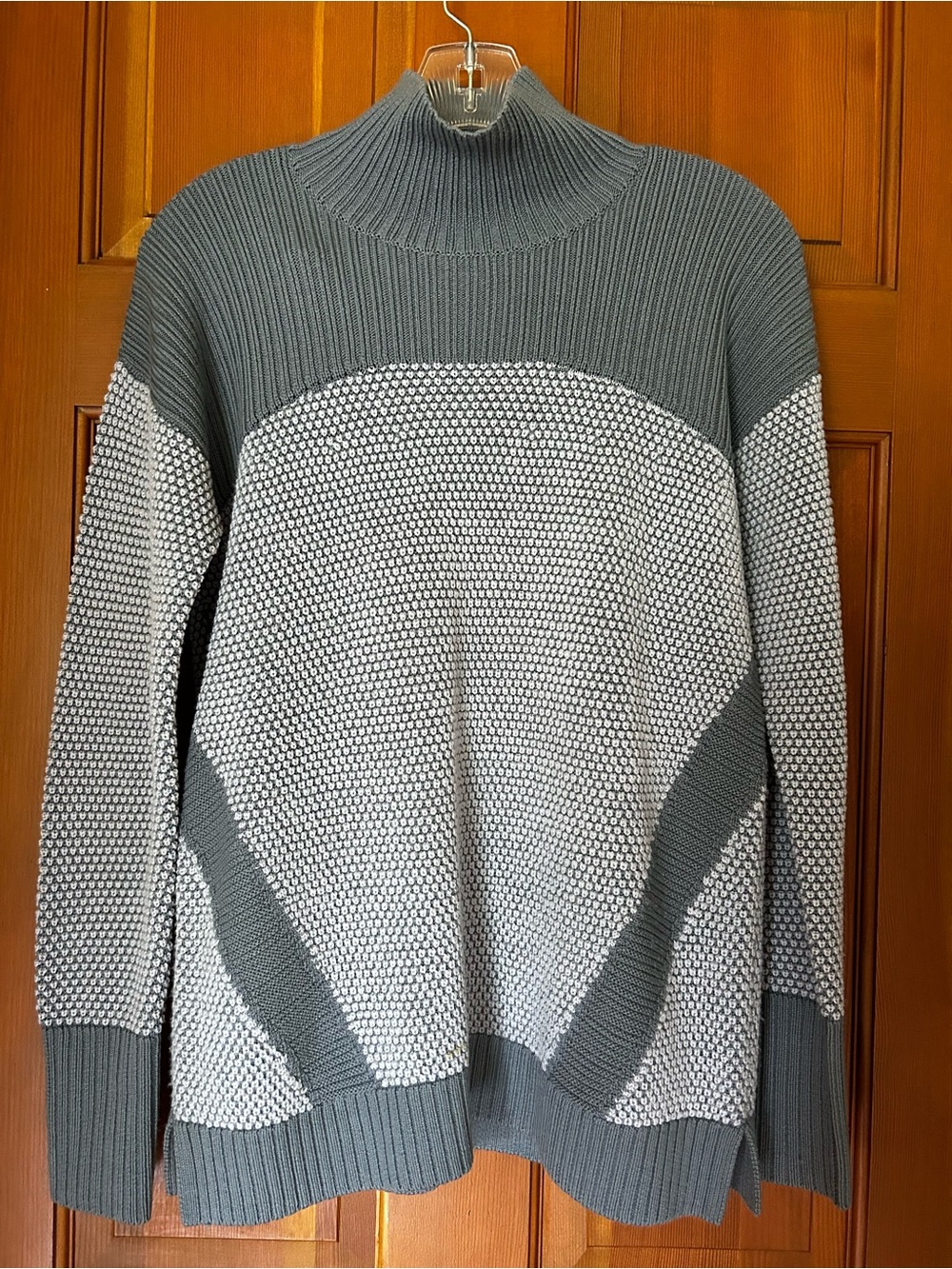 lululemon athletica Gray and White Funnel neck Colorblock Sweater
